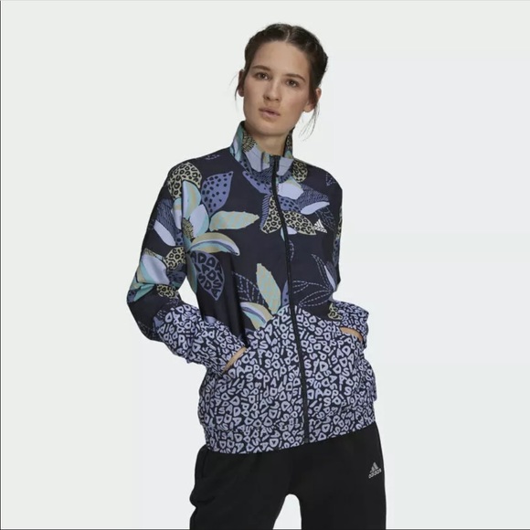 Adidas X Farm Rio Print Womens Lightweight Windbreaker GS6301 NEW Size Medium - Picture 2 of 6